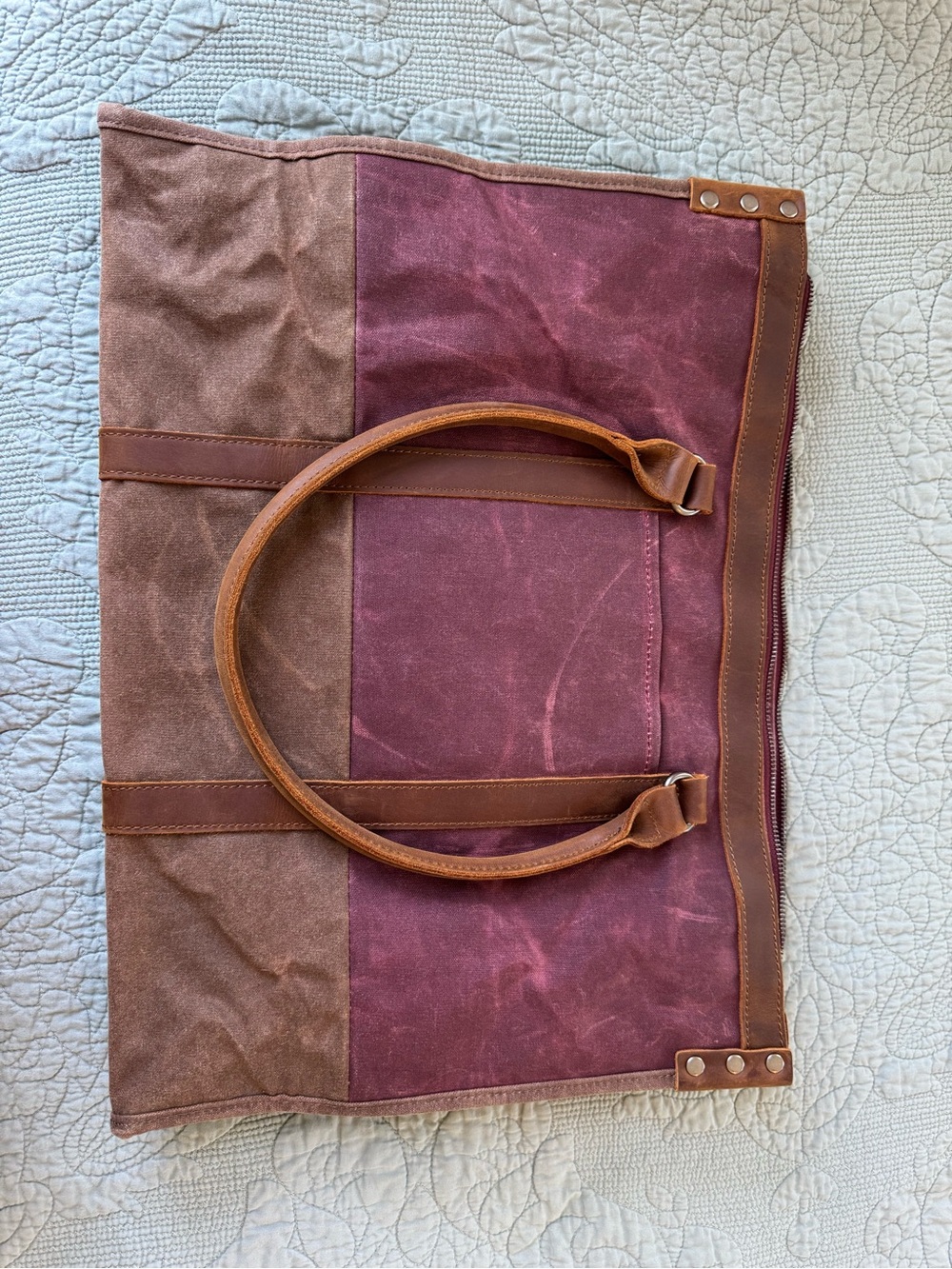 Stone Creek Tote Bag in Burgundy and Brown